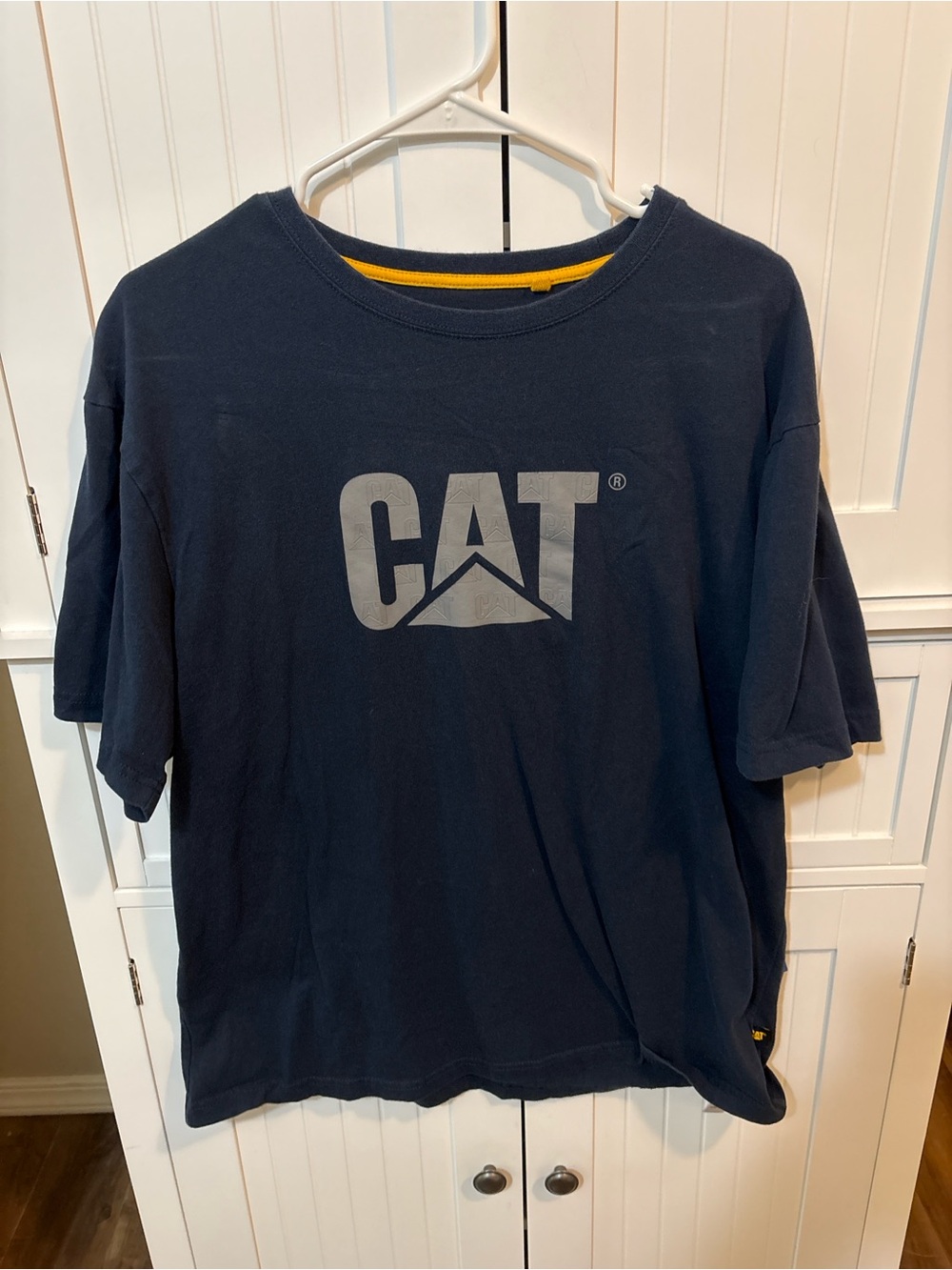 CAT Caterpillar Navy Blue Logo Workwear T-Shirt Men’s Large Gropcore